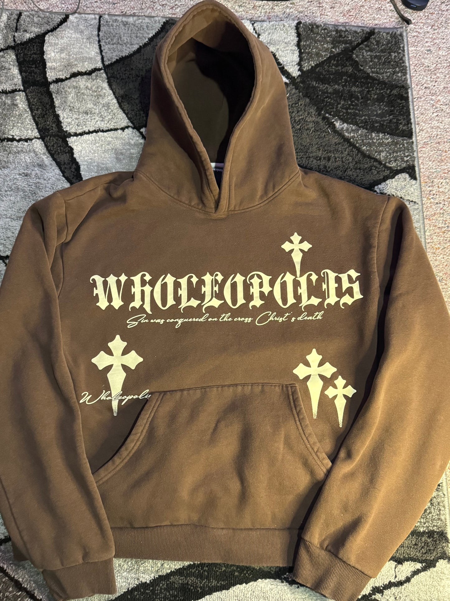 Wholeopolis XL Brown Men’s Hoodie Great Condition 100% Cotton